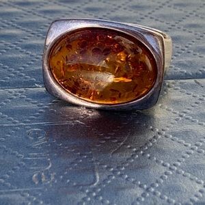 Amber Large Stone in Solid Sterling Silver